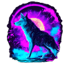Wolf Neon Illustration Synthwave Art