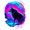 Wolf Neon Moon Synthwave