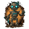 Steampunk Neon Robot Awakening