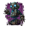 Neon Steam Robot in Junkyard Glow