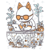 Kawaii Cat at Cozy Desk
