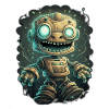 Steampunk Robot with Glowing Eyes