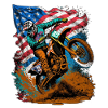 Motocross Action with US Flag