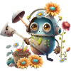 Cute robot in the garden