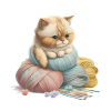 Katze Wollknäul Pastell