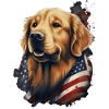 Golden Retriever drapeau américain cadeau