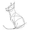 Cat fine line art på hvit bakgrunn
