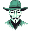 Anonymous mask stilized, green
