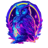 Mystically Glowing Owl Neon Synthwave