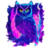 Neon Glowing Owl Synthwave