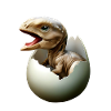 Baby dinosaur hatches from egg