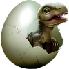 Baby dinosaur hatches from egg
