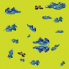 Blaue Sneaker Muster gelbgrüner Hintergrund