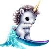Einhorn auf Surfbrett