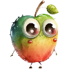 Sweet apple character with googly eyes