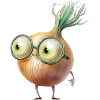 Onion character with googly eyes