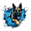 German-shepherd Dock-Diving into Water