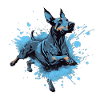 Doberman Dock-Diving into Water