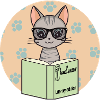 Niedliche graue Katze mit Brille