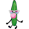 cucumber ,chewing gum,comic,sunglasses