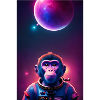 Space Monkey Grafik - Cooler Synthwave-Astronaut