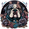 English bulldog with flowers