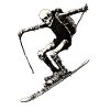 Graffiti skeleton on snowboard ski