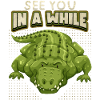 Crocodile Saying, See-You-In-A-While, Comic, Pun