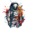 Astronaut in Holi Festival style