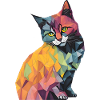Geometric Watercolour Cat