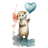 Aquarelle Cœur de Loutre