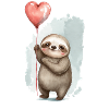 Aquarelle Sloth Heart