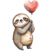 Aquarelle Sloth Heart