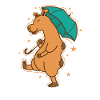 Camel with umbrella dromedary caravan