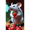 The mouse collecting strawberries