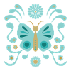 boho butterfly l blue and gold
