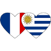 France Uruguay Heart Flag