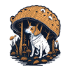 Dog Under A Mushroom