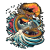 Chinese dragon emerging from water