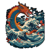 Chinese dragon emerging from water