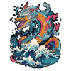 Chinese dragon emerging from water