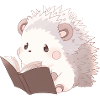 Cute hedgehog reading