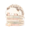 Hedgehog sleeping on books