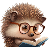 Cute hedgehog reading