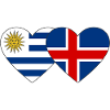 Uruguay Iceland Heart Flag