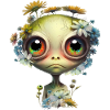 Cute alien with flowers