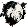 Moon graffiti black and white