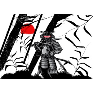 Design with Japanese warrior and swords