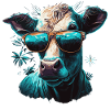 A cow in sunglasses