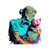 women and cat